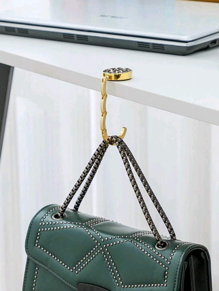 Accroche-Sac Élégant Léopard Doré – Crochet Pliable Pour Sac à Main